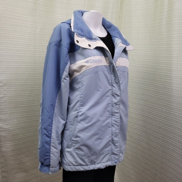 COLUMBIA Winter Shell / Jacket with Hide Away Hood in Blue White (Size L) - Picture 3 of 16